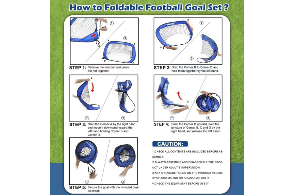 2 in 1 Kids Outdoor Soccer Training Goals Set for Backyard