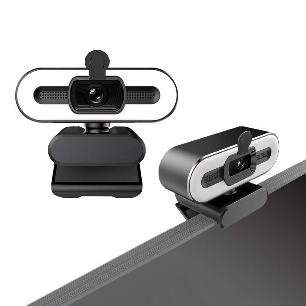 4K Webcam for PC with Light Computer Camera with Built-in Microphone Plug & Play USB Webcam