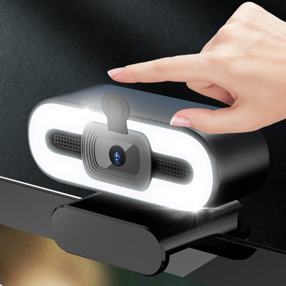 4K Webcam for PC with Light Computer Camera with Built-in Microphone Plug & Play USB Webcam