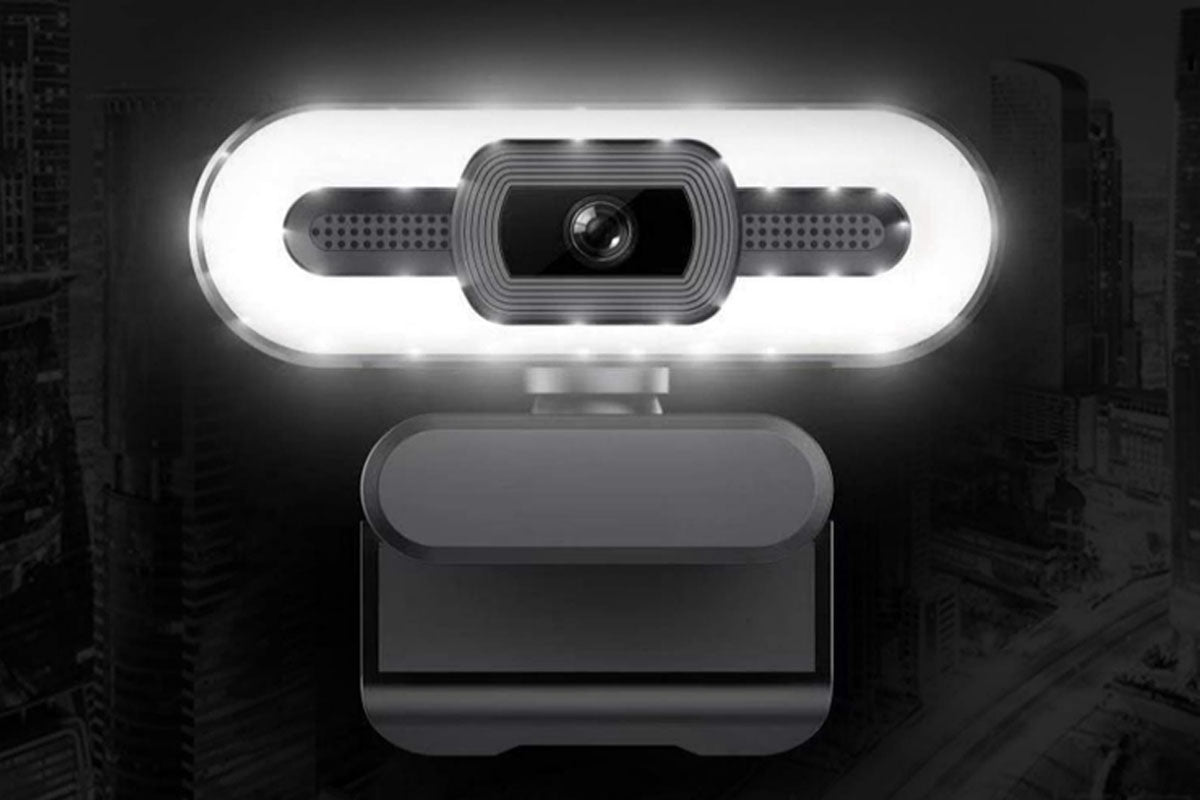 4K Webcam for PC with Light Computer Camera with Built-in Microphone Plug & Play USB Webcam
