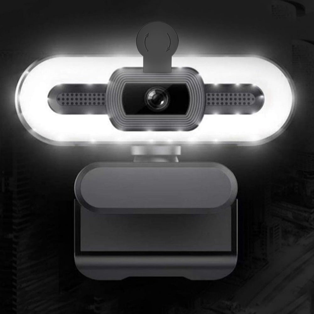 4K Webcam for PC with Light Computer Camera with Built-in Microphone Plug & Play USB Webcam
