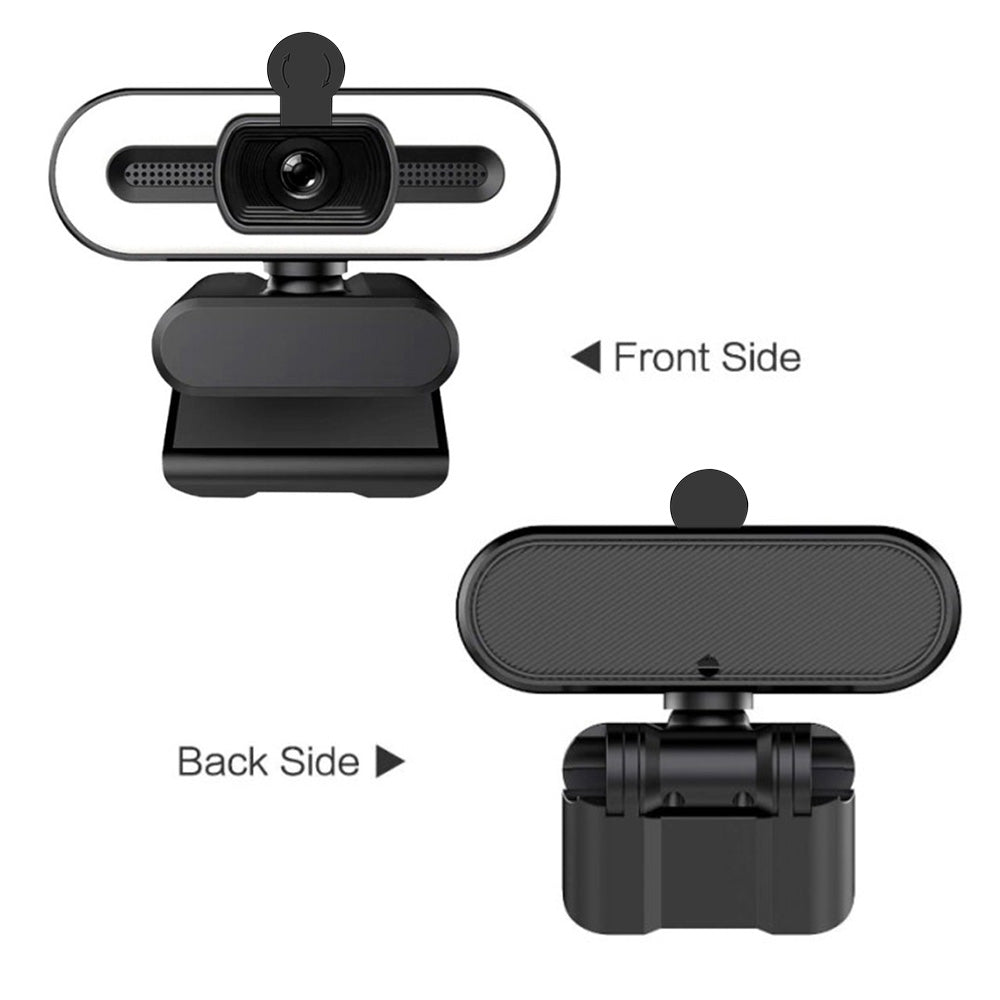 4K Webcam for PC with Light Computer Camera with Built-in Microphone Plug & Play USB Webcam