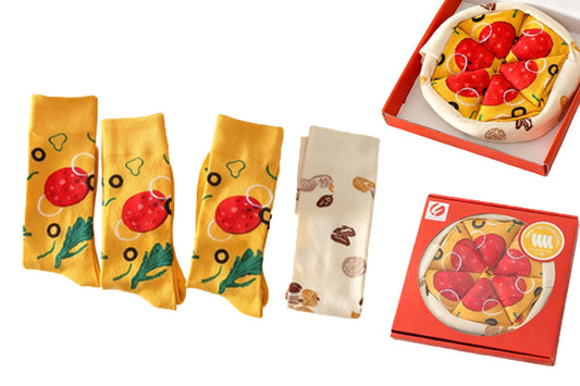 4-Pairs Novelty Pizza Socks Unisex Present Socks