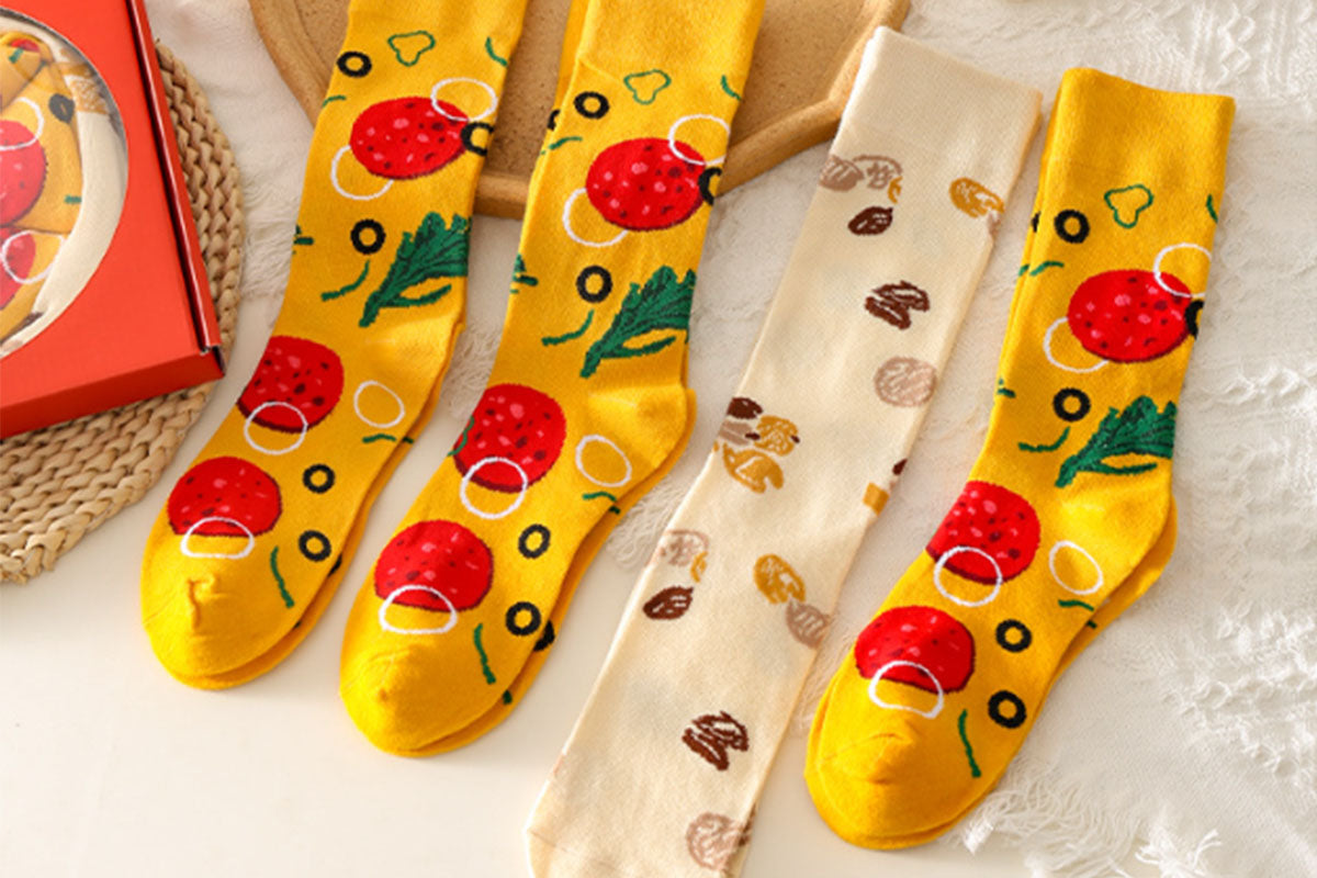 4-Pairs Novelty Pizza Socks Unisex Present Socks