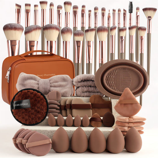 67 Pcs Brown Beauty Makeup Tool Set with Storage Bag