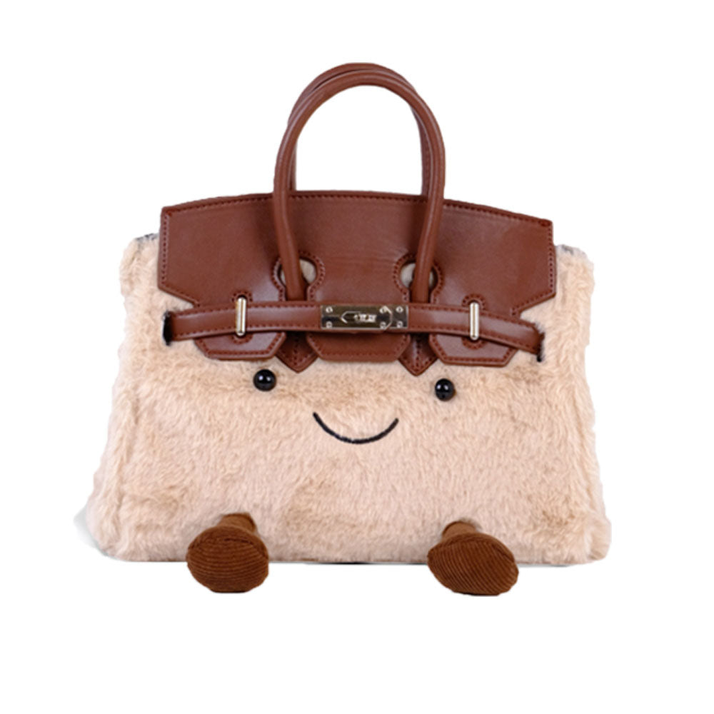 Cartoon Trending Face Birkin-Inspired Plush Handbag