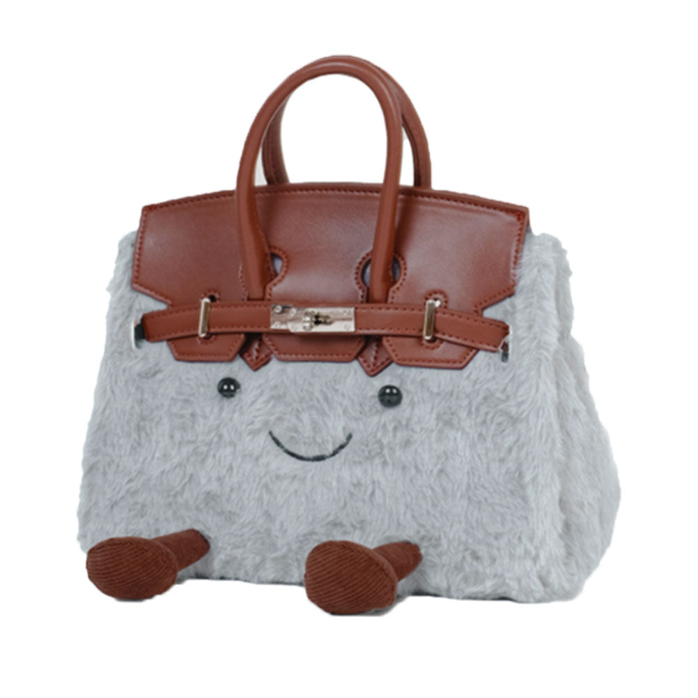 Cartoon Trending Face Birkin-Inspired Plush Handbag