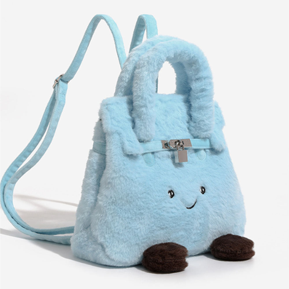 3 In 1 Cute Face Birkin-Inspired Plush Backpack