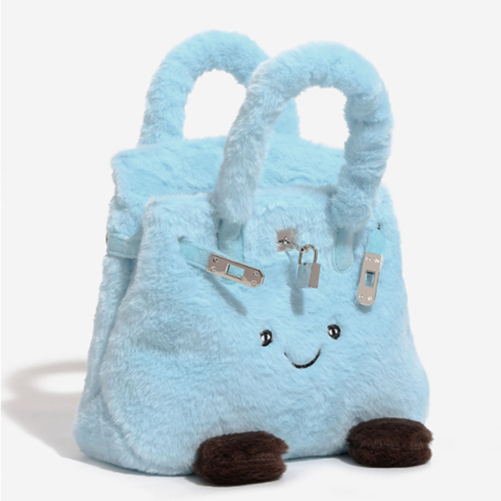 3 In 1 Cute Face Birkin-Inspired Plush Backpack