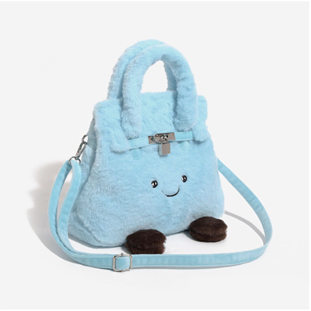 3 In 1 Cute Face Birkin-Inspired Plush Backpack