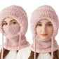 3 in 1 Knitted  Beanie Hat Scarf Mask Set for Women