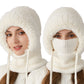3 in 1 Knitted  Beanie Hat Scarf Mask Set for Women