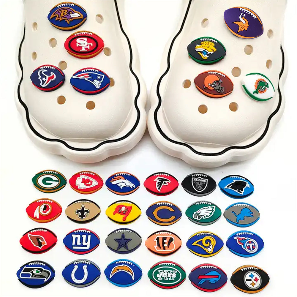 20Pcs Random Sent Rugby Team Logo Shoe Charms Decoration for DIY Croc Clog Sandals