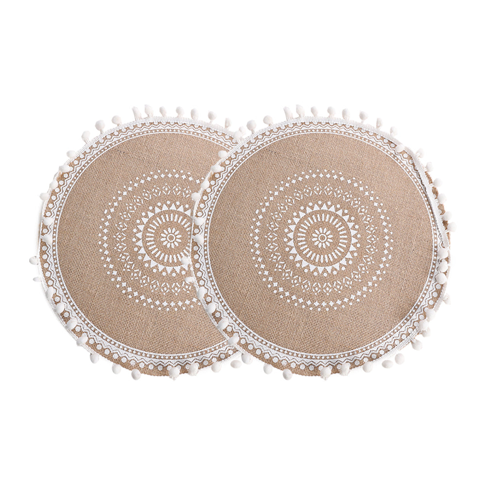 2Pcs Jute Woven Round Tableware Mat Table Mat for Dining Room Kitchen Table Decor
