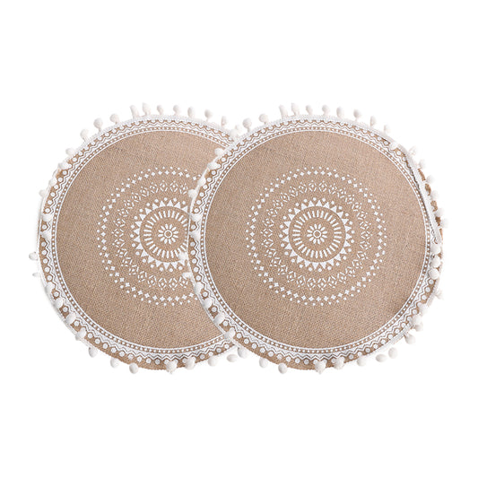 2Pcs Jute Woven Round Tableware Mat Table Mat for Dining Room Kitchen Table Decor
