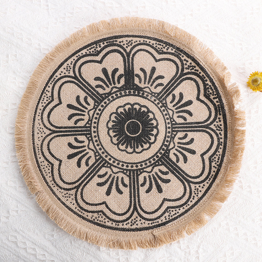 2Pcs Jute Woven Round Tableware Mat Table Mat for Dining Room Kitchen Table Decor