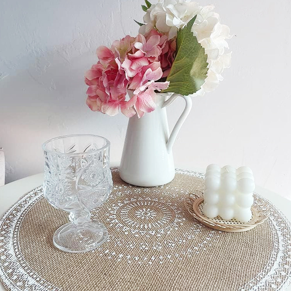 2Pcs Jute Woven Round Tableware Mat Table Mat for Dining Room Kitchen Table Decor