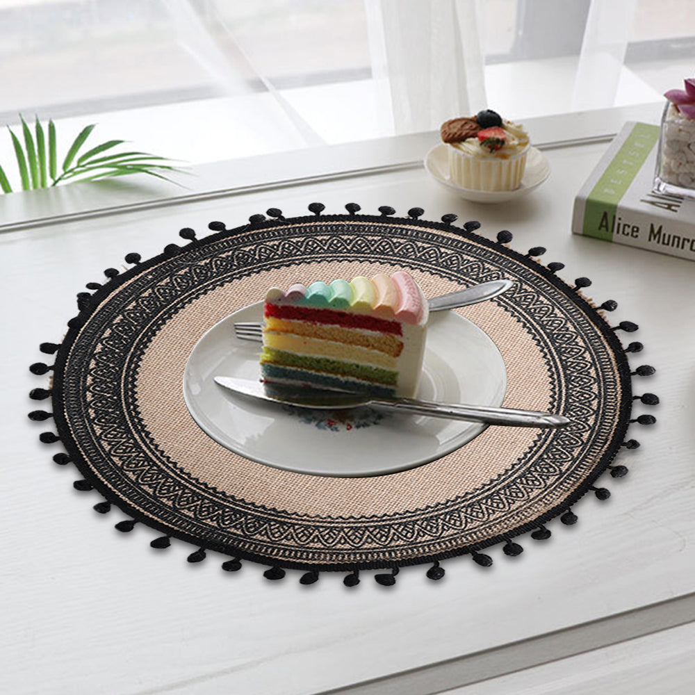 2Pcs Jute Woven Round Tableware Mat Table Mat for Dining Room Kitchen Table Decor