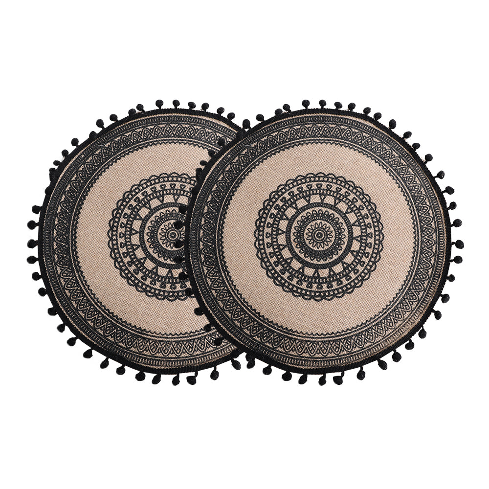 2Pcs Jute Woven Round Tableware Mat Table Mat for Dining Room Kitchen Table Decor