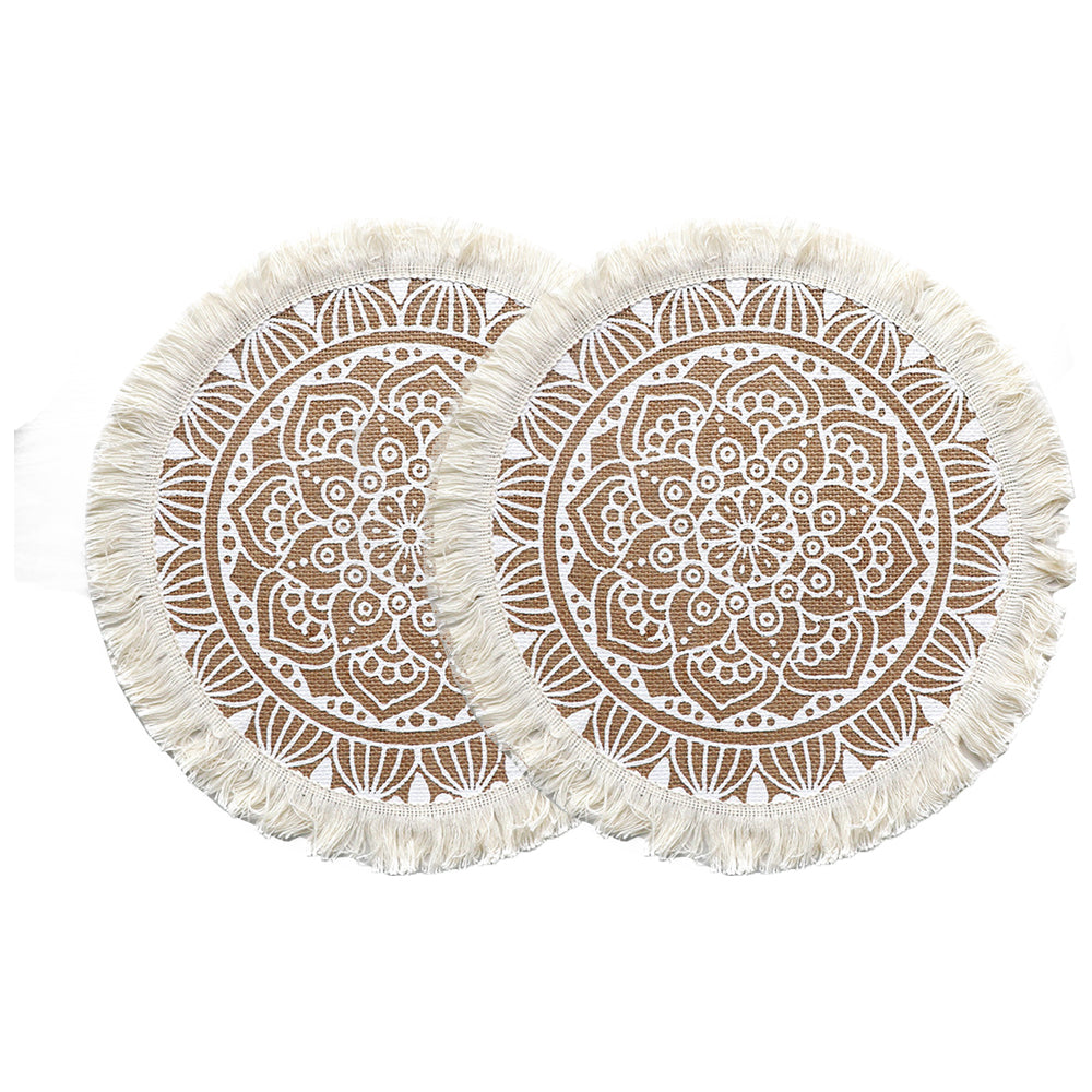 2Pcs Jute Woven Round Tableware Mat Table Mat for Dining Room Kitchen Table Decor