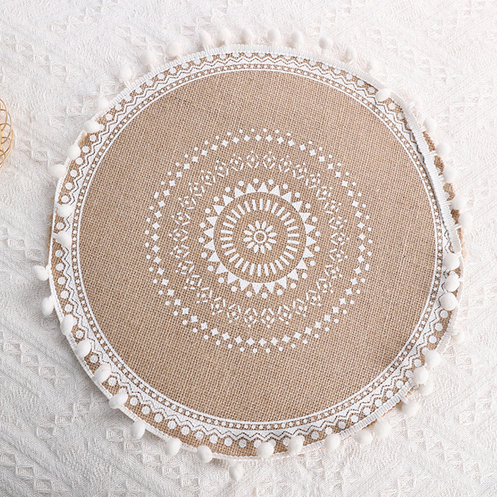 2Pcs Jute Woven Round Tableware Mat Table Mat for Dining Room Kitchen Table Decor