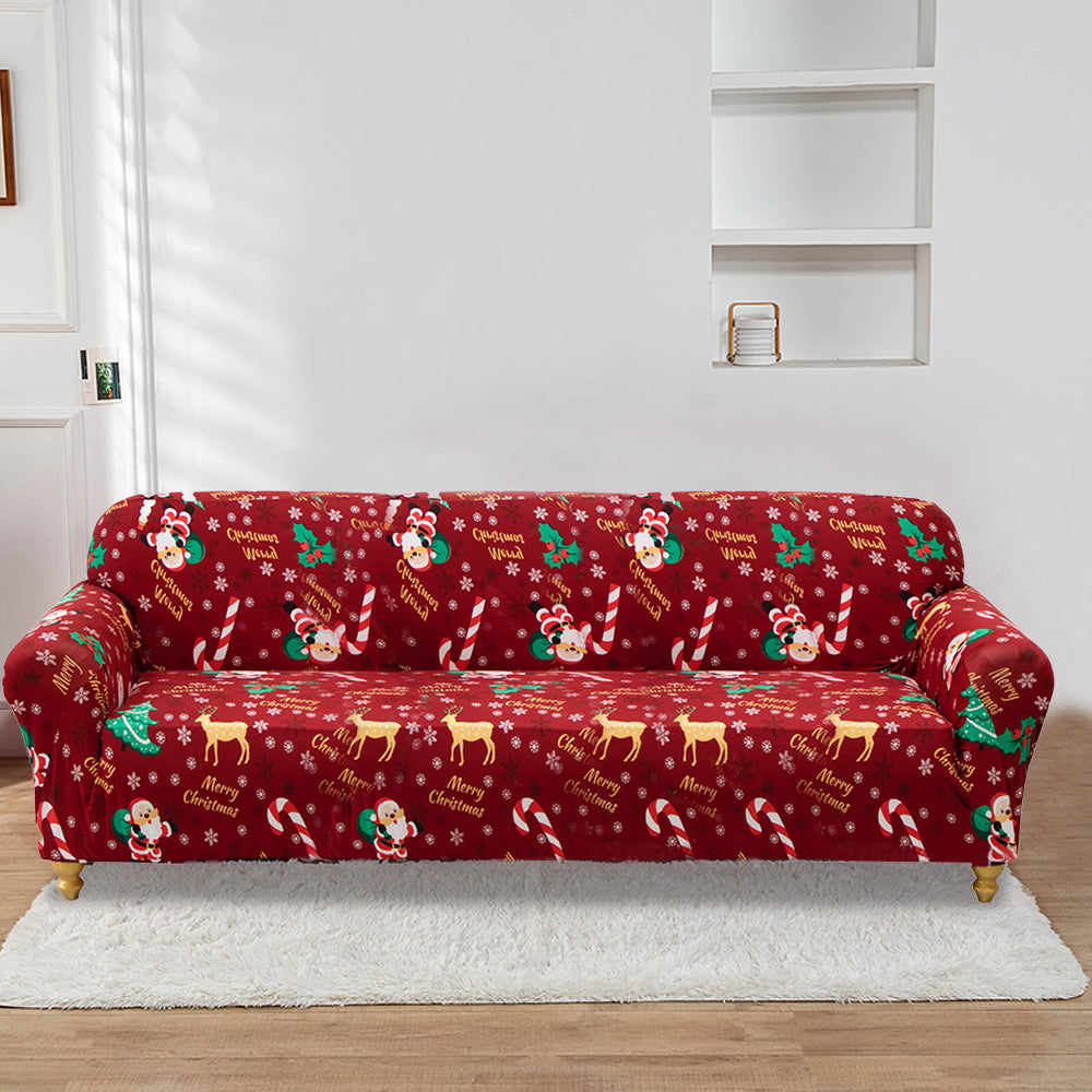 Christmas Theme Elastic Sofa Cover Couch Cover-Santa Calus