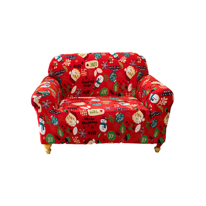 Christmas Theme Elastic Sofa Cover Couch Cover-Snowman