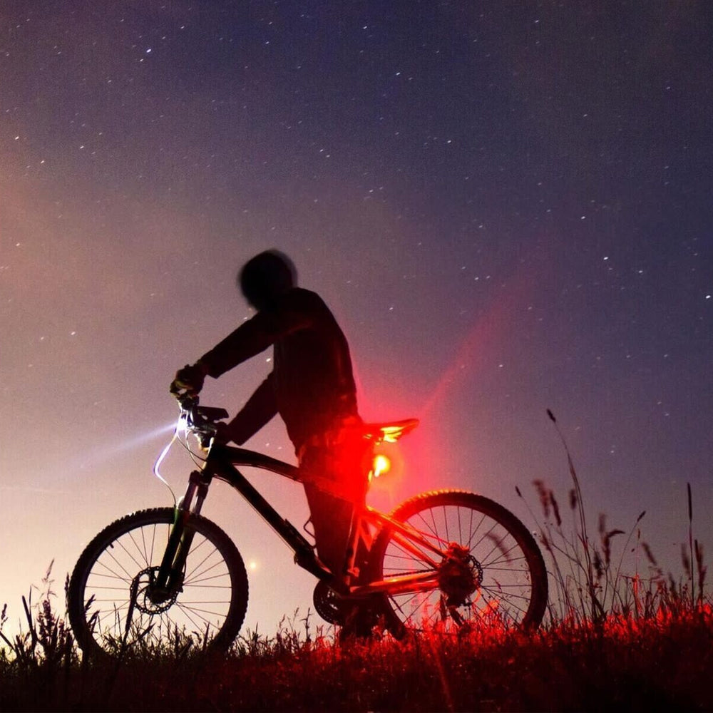 2Pcs USB Rechargeable Front and Rear 4 Light Mode Options LED Bike Lights Set