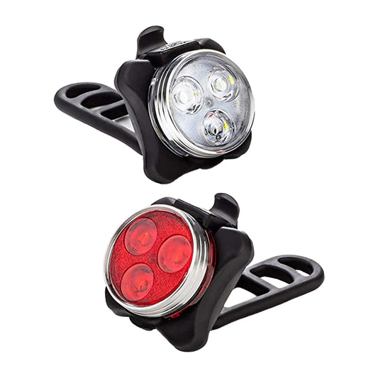 2Pcs USB Rechargeable Front and Rear 4 Light Mode Options LED Bike Lights Set