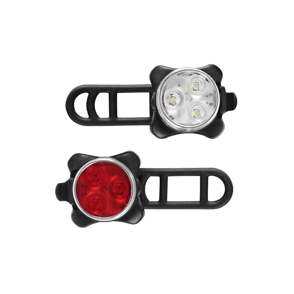 2Pcs USB Rechargeable Front and Rear 4 Light Mode Options LED Bike Lights Set