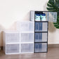 4PCs Clear Plastic Stackable Shoe Storage Boxes with Adsorbable Iron Door
