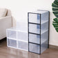 4PCs Clear Plastic Stackable Shoe Storage Boxes with Adsorbable Iron Door