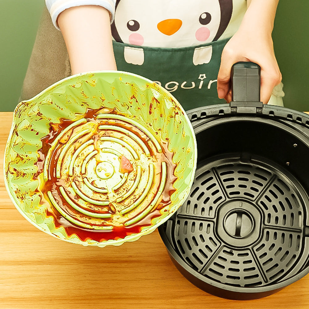 Reusable Round Air Fryer Silicone Liners with Mini Silicone Gloves and 3Pcs Silicone Baking Tools