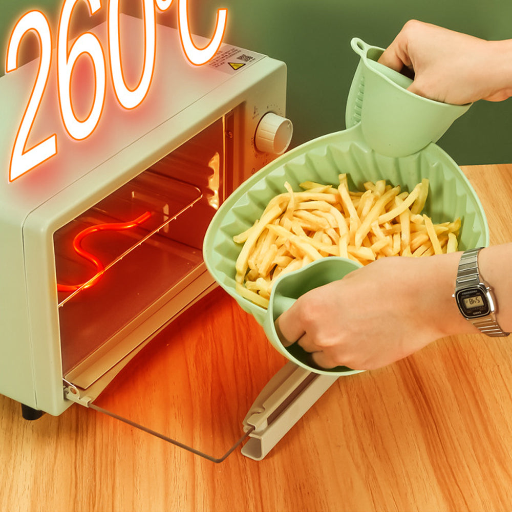 Reusable Round Air Fryer Silicone Liners with Mini Silicone Gloves and 3Pcs Silicone Baking Tools