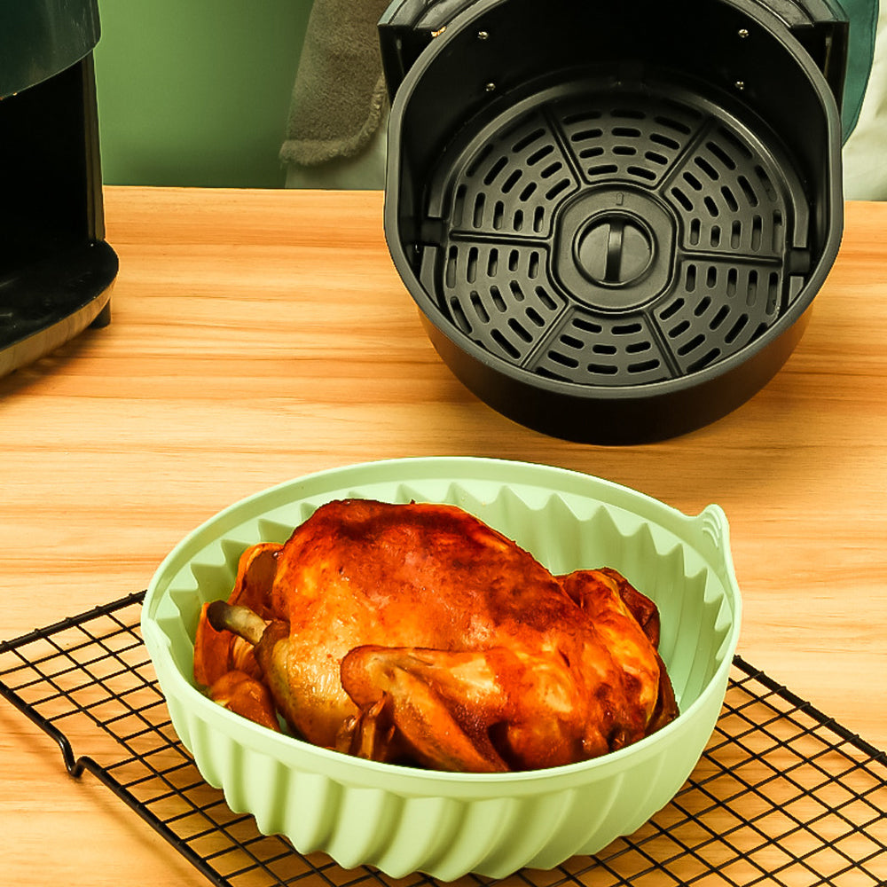 Reusable Round Air Fryer Silicone Liners with Mini Silicone Gloves and 3Pcs Silicone Baking Tools