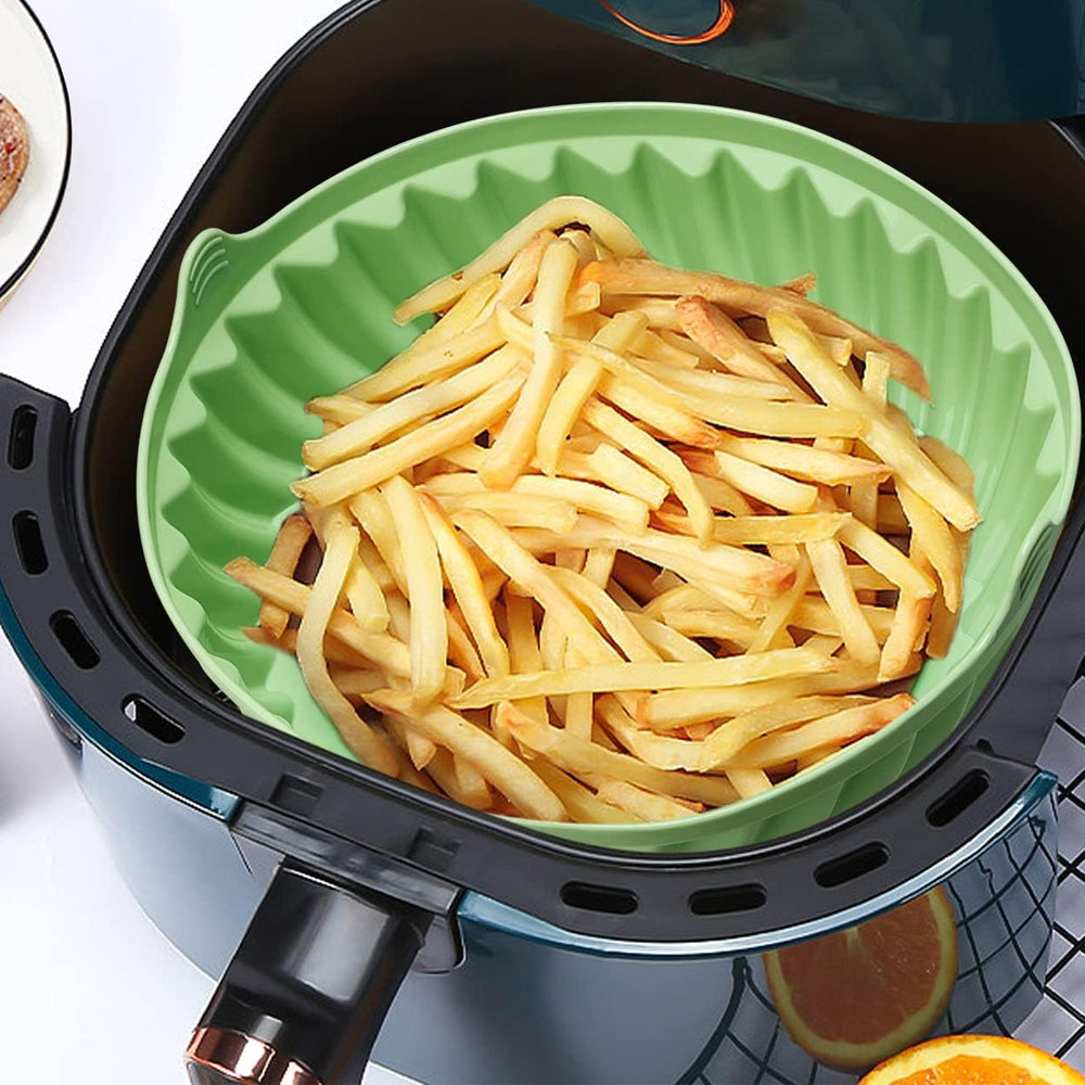 Reusable Round Air Fryer Silicone Liners with Mini Silicone Gloves and 3Pcs Silicone Baking Tools