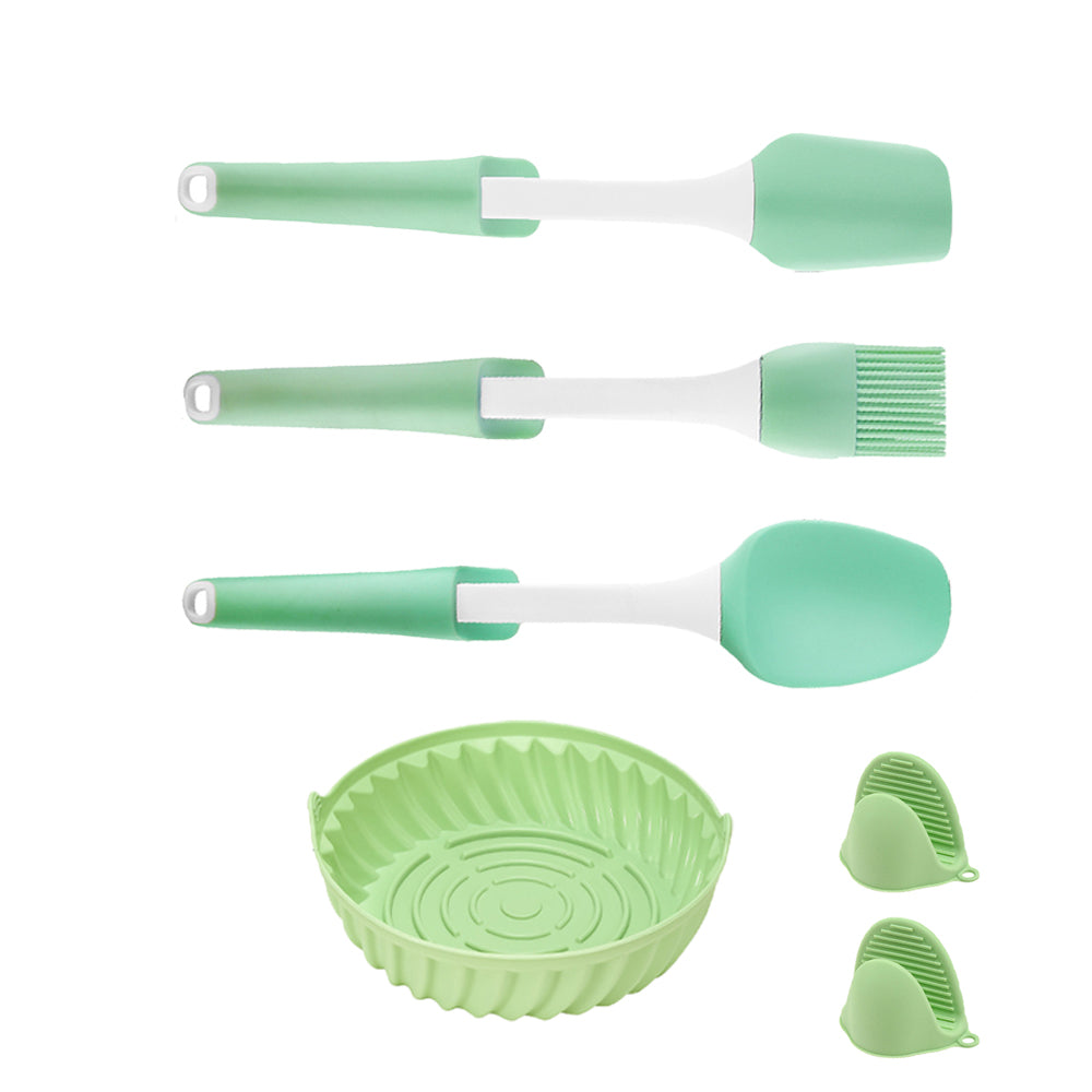 Reusable Round Air Fryer Silicone Liners with Mini Silicone Gloves and 3Pcs Silicone Baking Tools