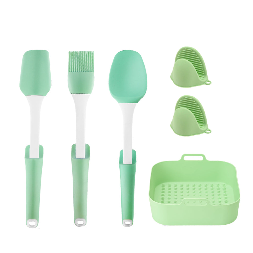 Reusable Round Air Fryer Silicone Liners with Mini Silicone Gloves and 3Pcs Silicone Baking Tools