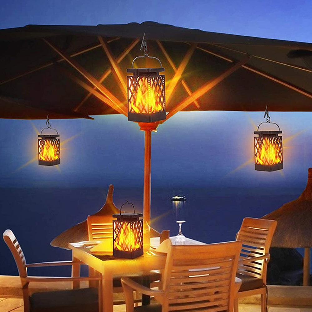 Flickering Flame Diamond Cutout Pattern Decorative Solar Outdoor Lights