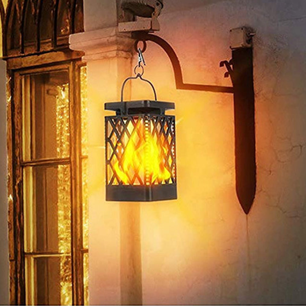 Flickering Flame Diamond Cutout Pattern Decorative Solar Outdoor Lights