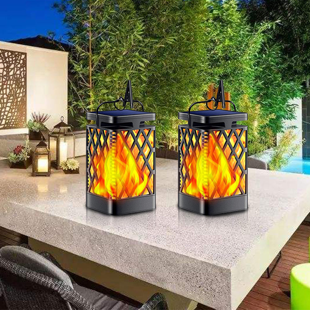 Flickering Flame Diamond Cutout Pattern Decorative Solar Outdoor Lights
