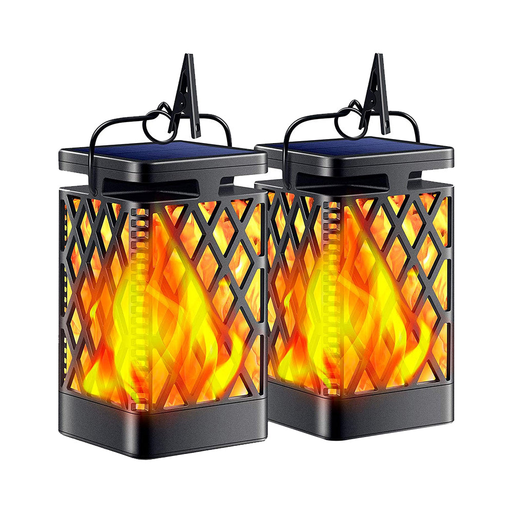 Flickering Flame Diamond Cutout Pattern Decorative Solar Outdoor Lights