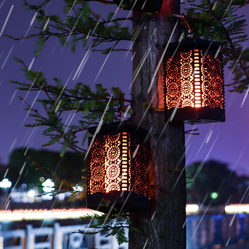 Flickering Flame Diamond Cutout Pattern Decorative Solar Outdoor Lights