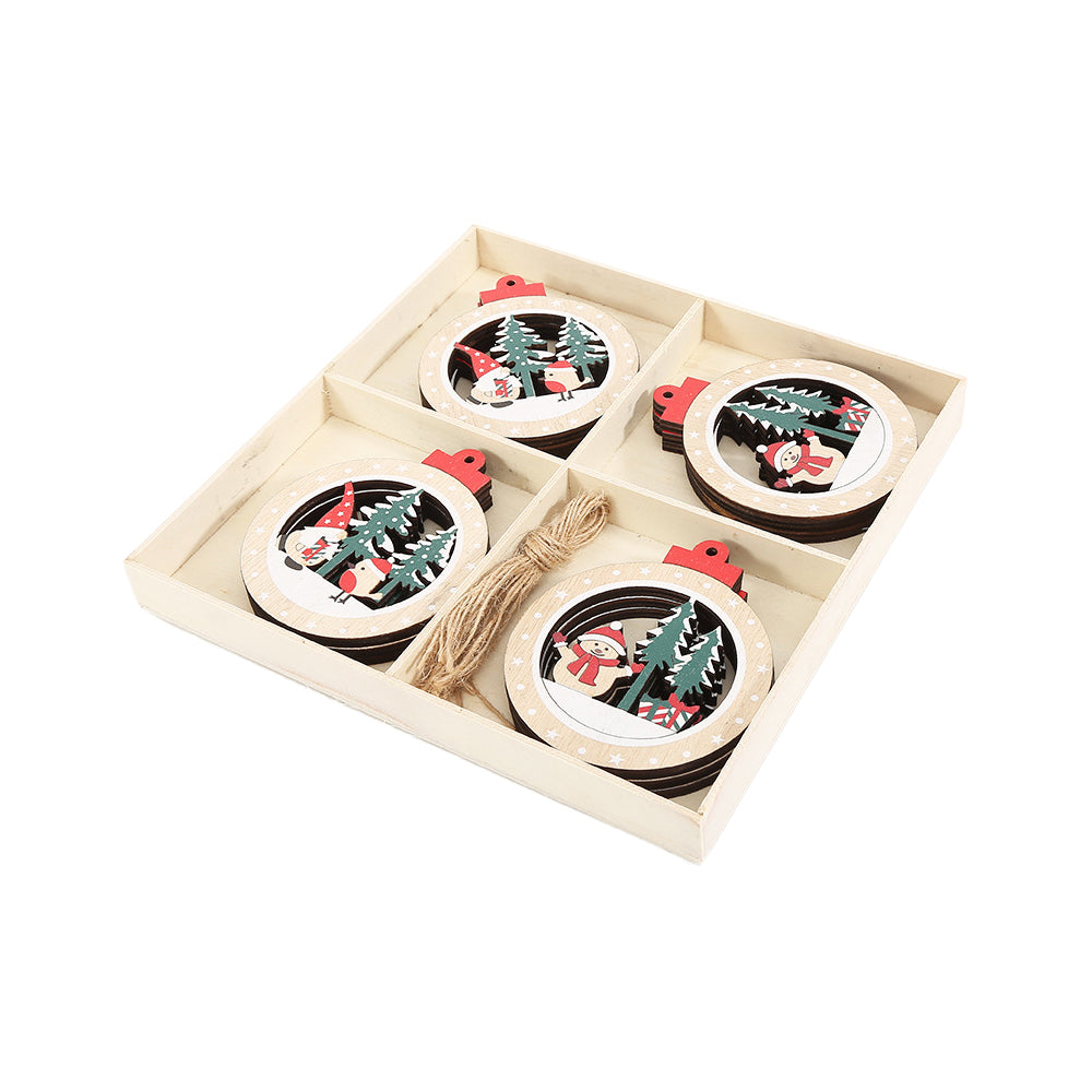 Christmas Round Wood Pendants-Christmas Tree