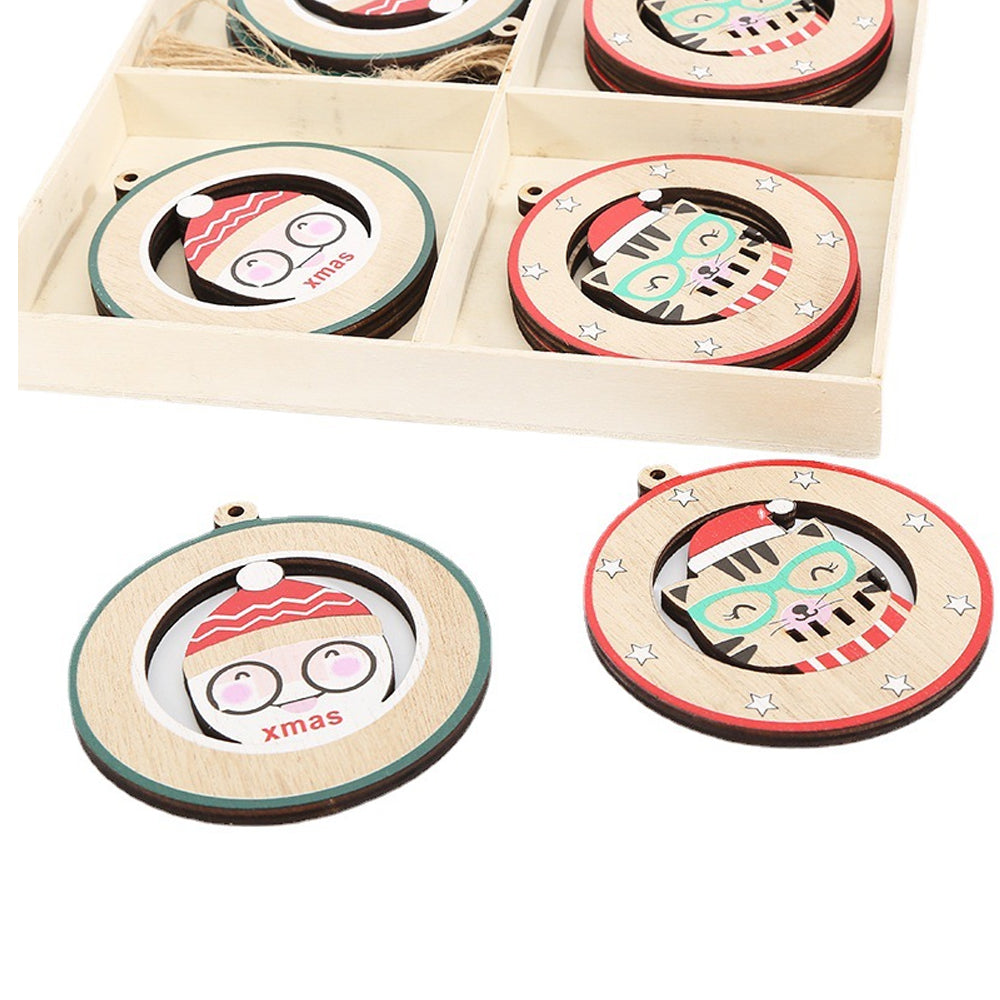 Christmas Round Wood Pendants-Cats