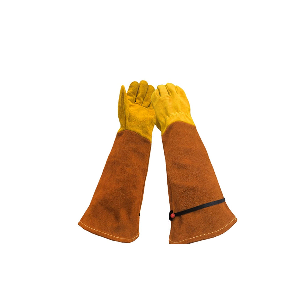Long Cowhide Gardening Gloves Heavy Duty Thorn Proof Puncture Resistant