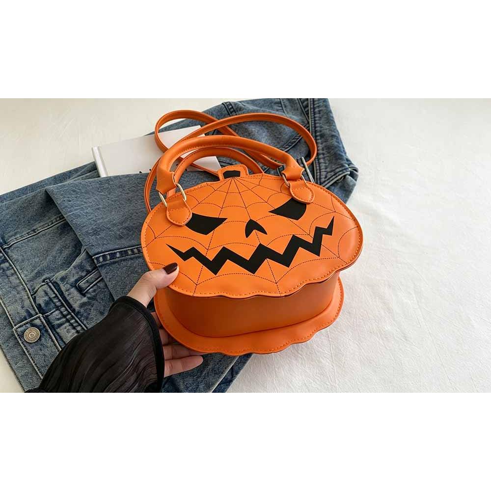 Pumpkin Shaped PU Shoulder Crossbody Bag for Halloween and Everyday Wear