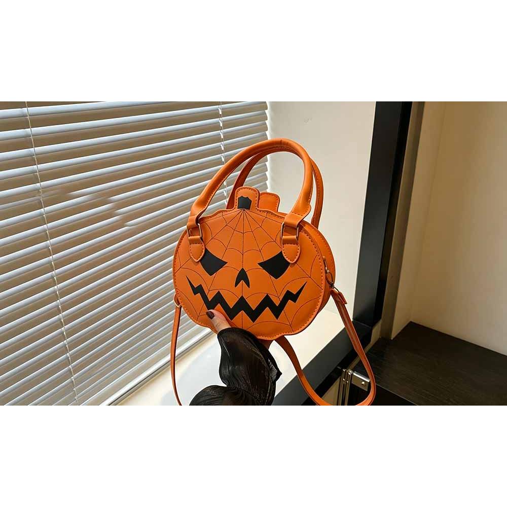 Pumpkin Shaped PU Shoulder Crossbody Bag for Halloween and Everyday Wear