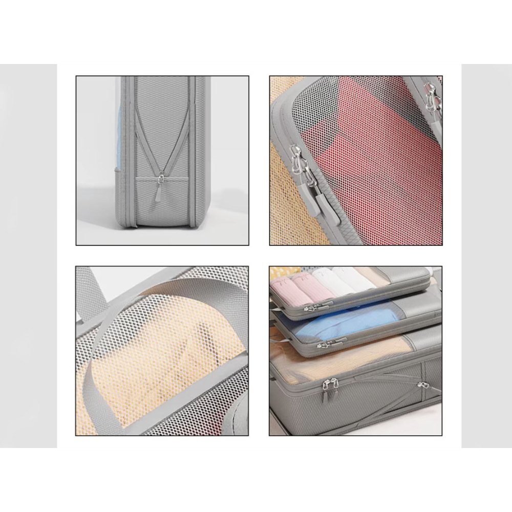 4Pcs Zipper Compression Storage Packing Bags Travel Luggage Organizers