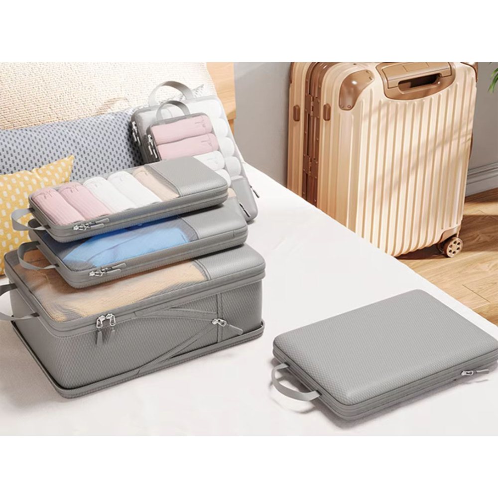4Pcs Zipper Compression Storage Packing Bags Travel Luggage Organizers